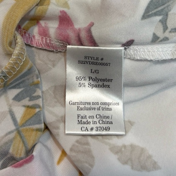 San Francisco, Floral Knee-Length Belted Dress, Large, White, Pink, Yellow πΈ - Picture 5 of 11